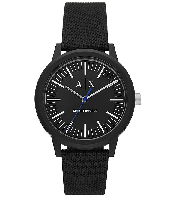 Color:Black - Image 1 - Solar-Powered Blue Fabric Bracelet Watch