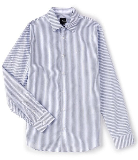 Armani Exchange Vertical-Stripe Long-Sleeve Woven Shirt | Dillard's