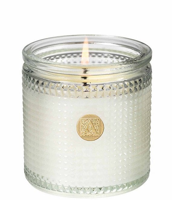 Aromatique White Amaryllis and Rosemary Textured Glass Candle, 6-oz.
