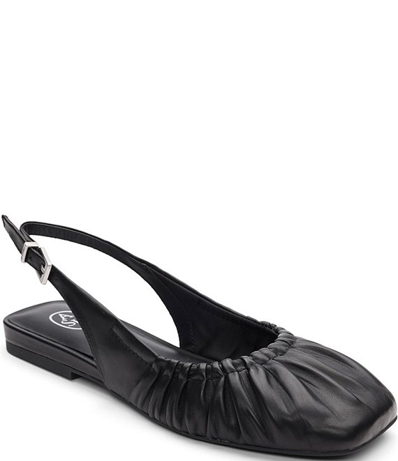 ASH Bibi Ruched Leather Slingback Ballet Flats