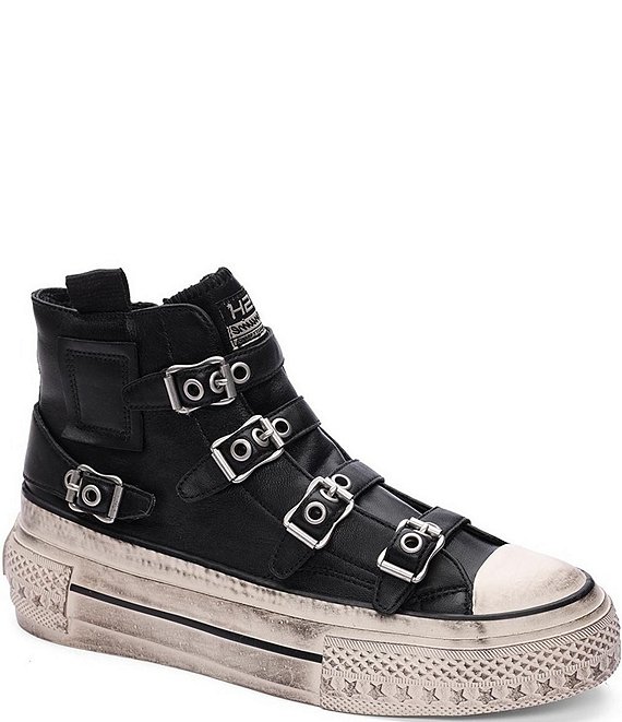 Ash Rainbow Leather Buckle Hightop Sneaker Black 36