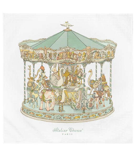 Color:Green - Image 1 - Baby Organic Cotton Carousel Swaddle Blanket