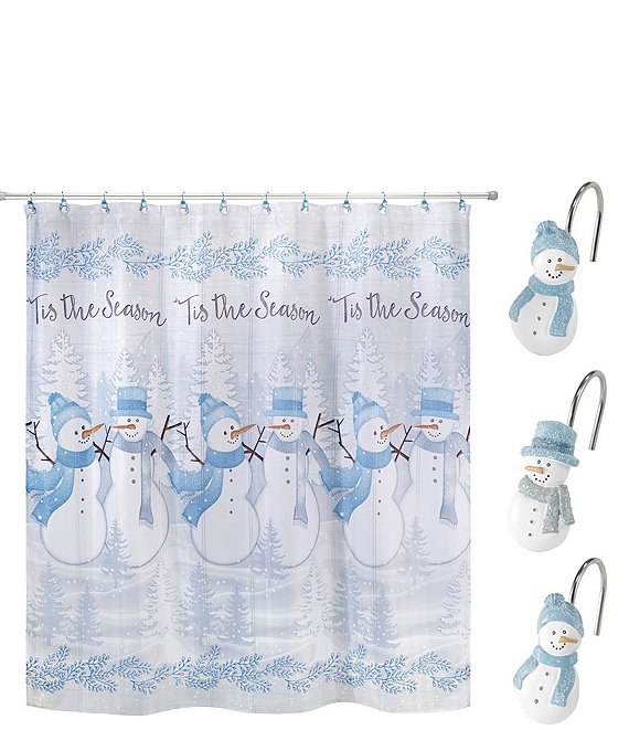 Avanti Linens Frosty Friends Collection 13-Piece Shower Curtain And Hook Set