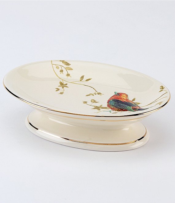 Avanti Linens Gilded Birds Ceramic Soap Dish