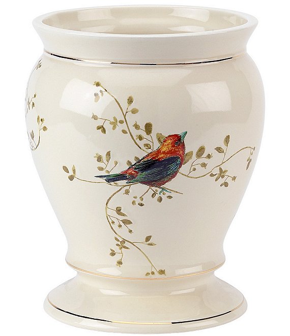 Avanti Linens Gilded Birds Ceramic Wastebasket