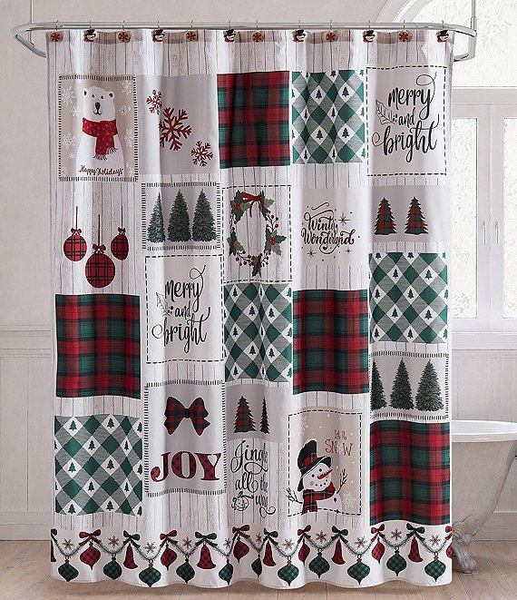 Avanti Linens Patchwork Plaid Decorative Holiday Shower Curtain
