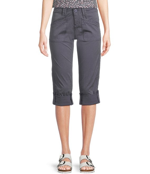 Aventura Arden V2 Mid Rise Roll Cuff Woven Twill Capri Pants | Dillard's