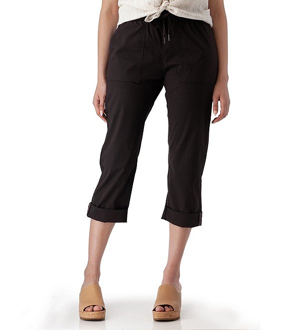 Aventura Ballard Solid Weave Flat Front Elastic Drawstring Waist Cropped Pants