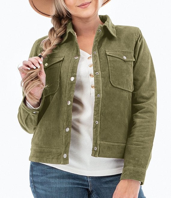 Fashion Bug green corduroy snap up light jacket size 18/20 | eBay