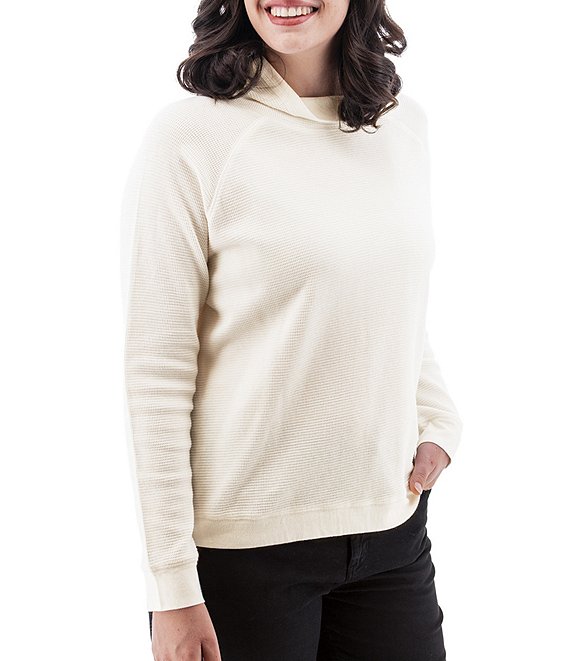 Aventura Tiffi Thermal Knit Cowl Neck Pullover, Egret - Image 1