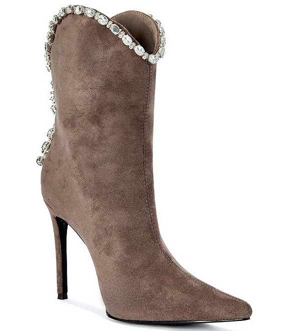 Azalea Wang Azurea Rhinestone Trim Pointed Toe Booties