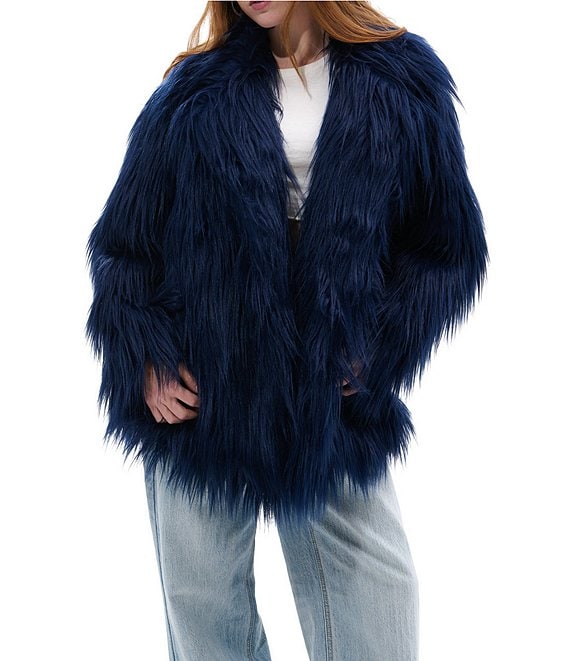 Azalea Wang Breckenridge Solid Faux Fur Notch Lapel Heavyweight