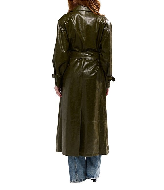 Azalea Wang Coren Faux Leather Tailored Collar Belted Snap Front
