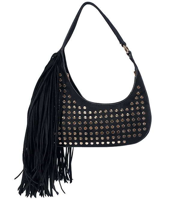 Azalea Wang Deanna Studded Side Fringe Shoulder Bag