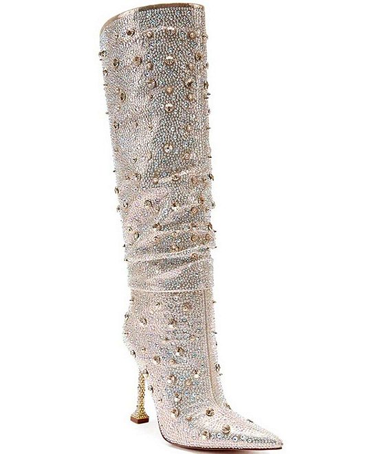 Crystal knee store high boots