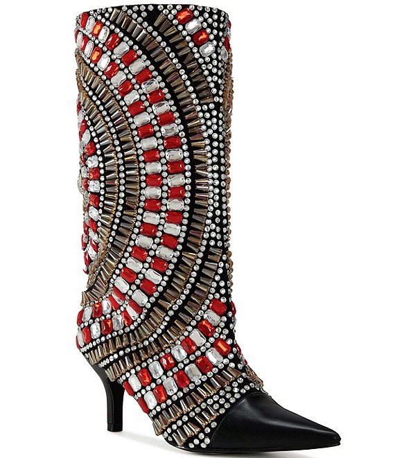 すぐったレディース福袋 Azalea Wang Farley Beaded Sunburst Mid Boots | Dillard's ライダースジャケット