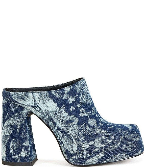 Azalea Wang Florea Denim Block Heel Platform Mules | Dillard's