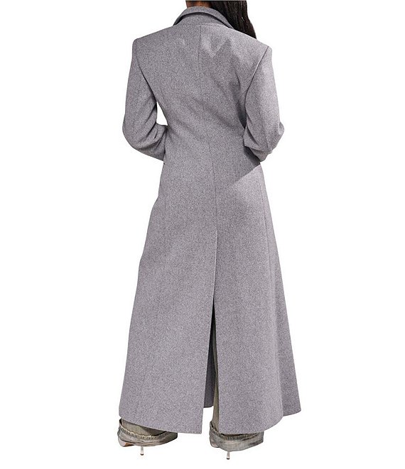 Azalea Wang Haloir Notch Collar Long Button Front Trench Coat