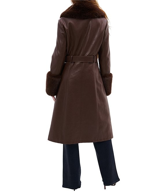 Azalea Wang Kaya Faux Leather Oversize Faux Fur Shawl Collar