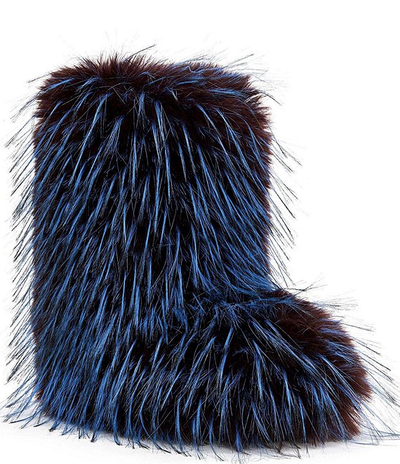 Azalea Wang Lenix Multicolored Faux Fur Mid Calf Boots
