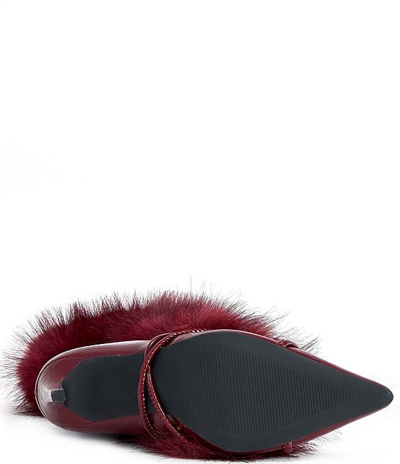 Azalea Wang Mahtama Faux Fur Wraparound Lace Pointed Toe Boots