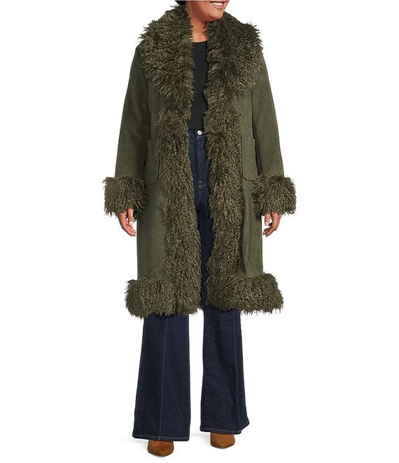 【TOGA】Trench coat with fur size48 Azalea Wang Plus Size Gilda Faux Sherpa Collared Belted Oversize