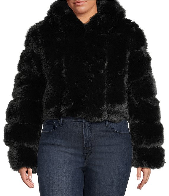 Azalea Wang Plus Size Jolene Faux Fur Hooded Filled Jacket | Dillard's
