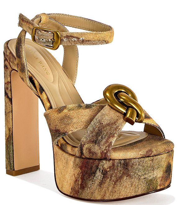 Azalea Wang Uma Leopard Print Platform Ankle Strap Sandals