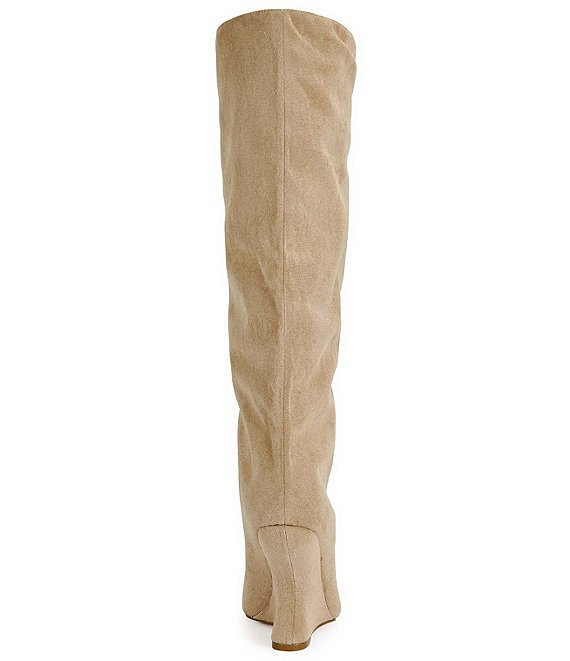 Azalea Wang Vincent Peep Toe Sculptural Wedge Tall Boots | Dillard's
