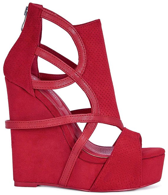 Azalea Wang Xareni Perforated Platform Wedge Sandals | Dillard's