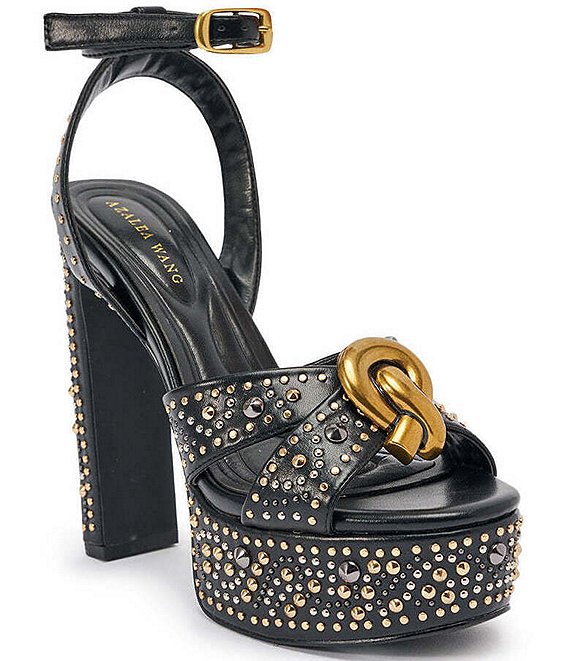 Azalea Wang Yuma Studded Hardware Ankle Strap Platform Sandals