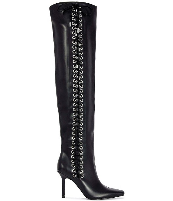 Azalea Wang Zephra Side Lace Pointed Toe Over The Knee Boots