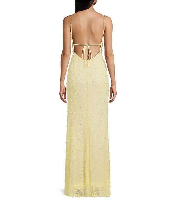 B. Darlin Beaded Drape Neck Tie Back Dress | Dillard's B. Darlin Beaded Drape Neck Tie Back Dress | Dillard's