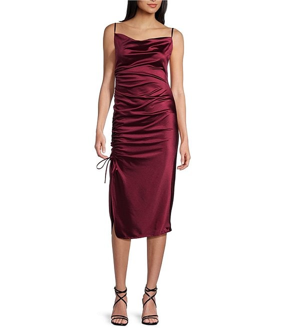 Cowl satin midi dress hotsell