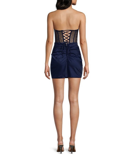 lace illusion bodycon dress B. Darlin Strapless Stone Embellished Corset Up Back Illusion Neck See Through Celebration Shoes for Toddlers Lipsy Floral Dresses | Color:Custom Color - Style A