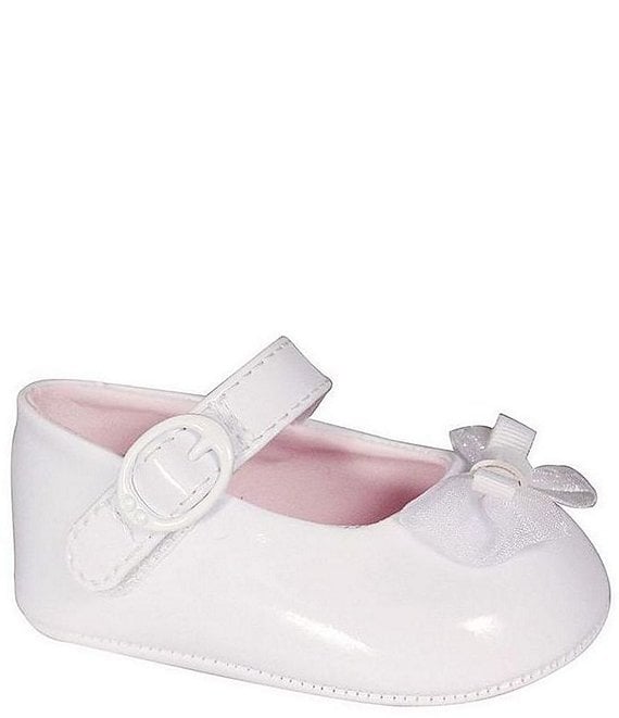 Color:White - Image 1 - Baby Girls' White Patent Skimmer Crib Shoes