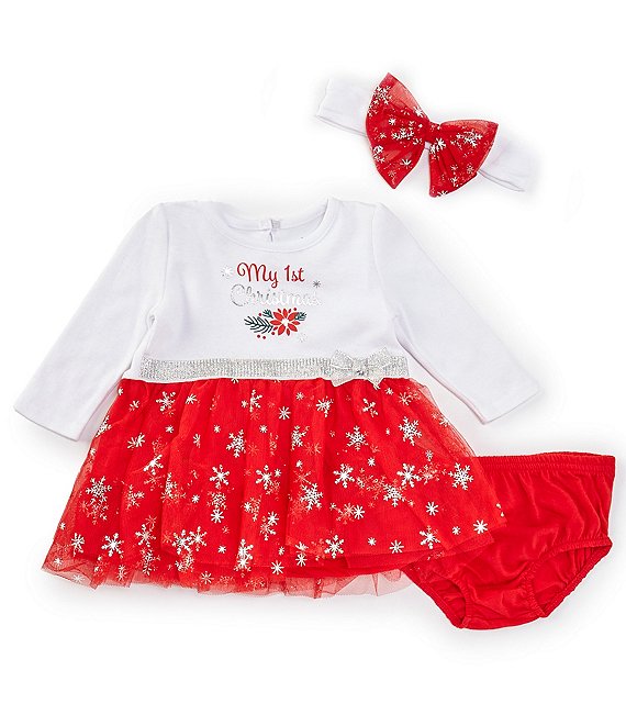 Baby Starters Baby Girls 3 9 Months Long Sleeve My 1st Christmas Tutu Dress Dillard s