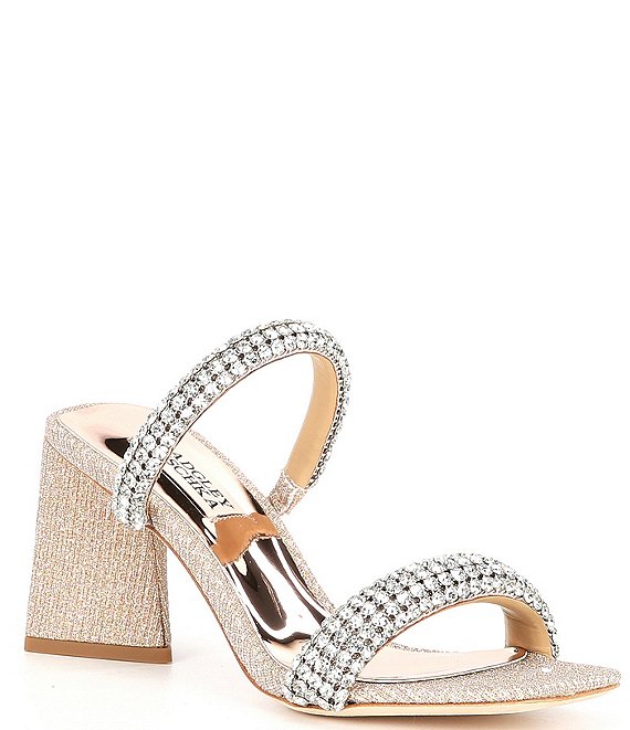 Badgley Mischka Frankie Glitter Rhinestone Dress Slide Sandals | Dillard's