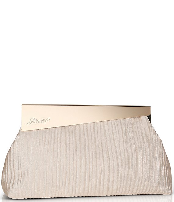 Jewel by Badgley Mischka Haven Textural Satin Asymmetric Frame Clutch Bag