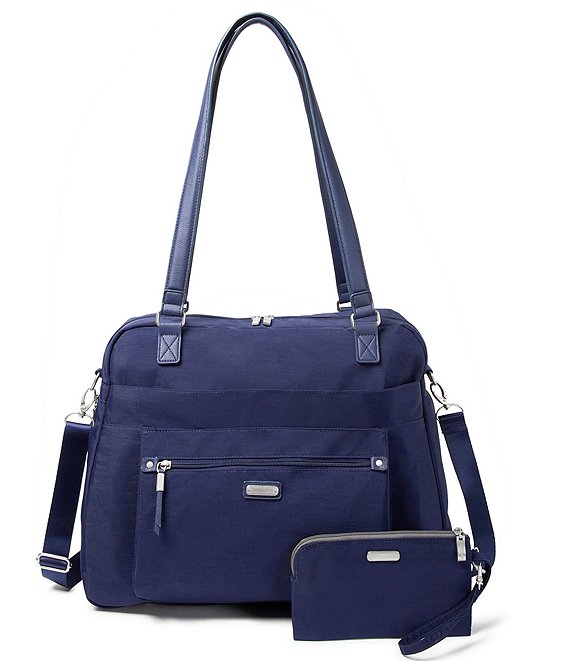 Color:Navy - Image 1 - Overnight Expandable Laptop Tote Bag