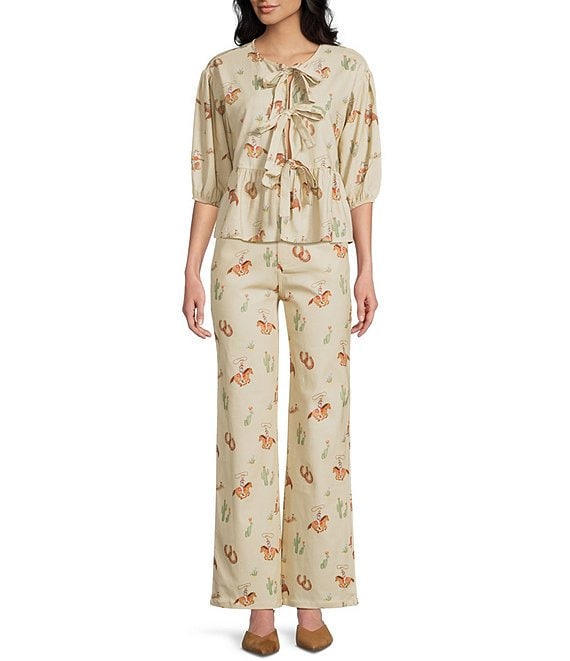 Bailey Rose Coordinating Western Horse Print Tie Top