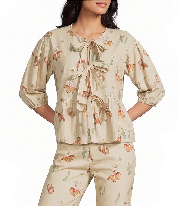 Bailey Rose Coordinating Western Horse Print Tie Top