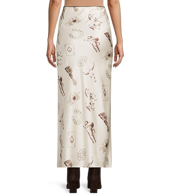 Bailey Rose Western Horseshoe Print Silk Maxi Skirt | Dillard's