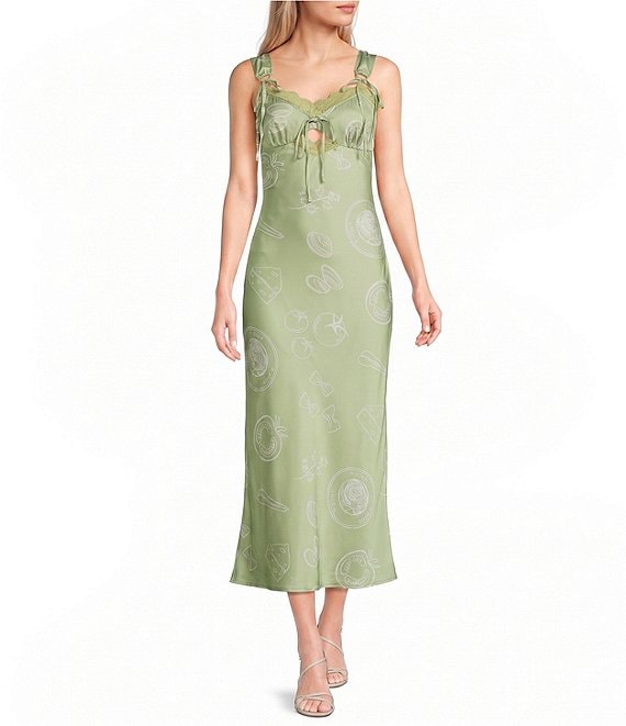 Bailey Rose Sweetheart Neck Pasta Print Midi Dress