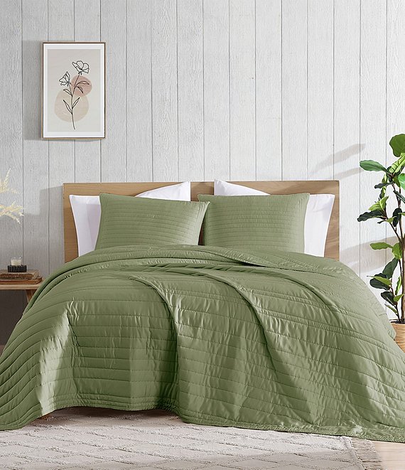 Royal Heritage Bamboo Bliss Drift Quilt Mini Set, Oil Green - Image 1