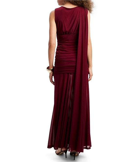 bardot veria long-sleeve wrap mesh maxi dress BARDOT Veria Wrap Mesh Maxi Dress