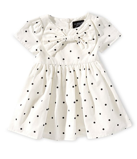 Bardot Baby Girls Cap-Sleeve Alice Polka-Dot Linen-Blend Minidress, White - Image 1