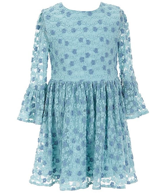 Color:Baby Blue - Image 1 - Big Girls 7-16 Balloon Sleeve Eloise Lace Dress