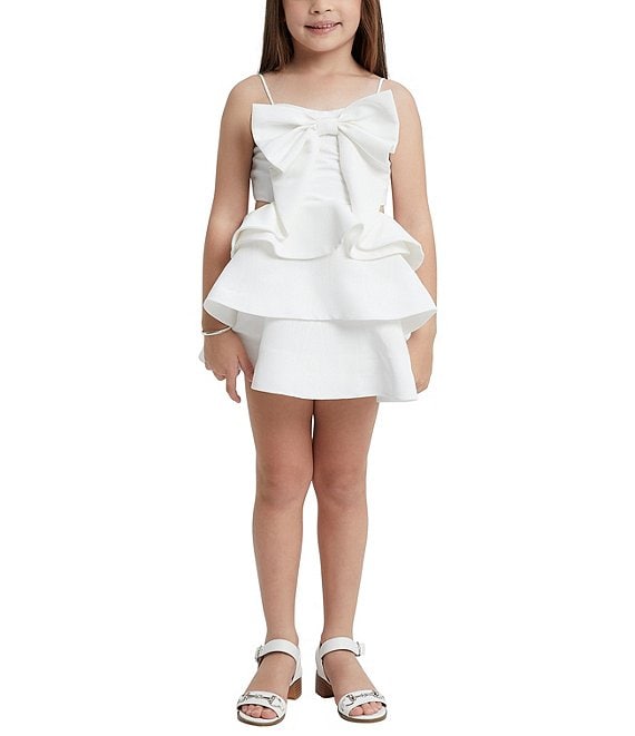 Bardot Little/Big Girls 4-16 Sleeveless Bow-Accented Tiered Ruffle Fit ...