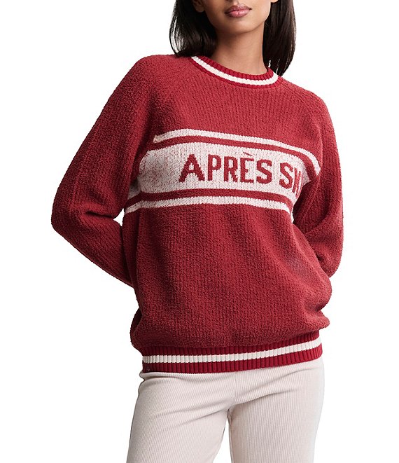 Barefoot Dreams CozyChic® Cotton Apres Pullover, Crimson Red/Cream - Image 1